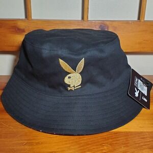 Playboy Lids YOTR Bucket Hat OSFM 990 Black Gold Reversible‎ NEW PLYB0105 NWT
